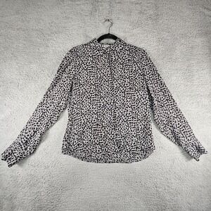 Brooks Brothers Top Womens Size 10 Animal Print‎ 100% Silk Blouse Geometric LS